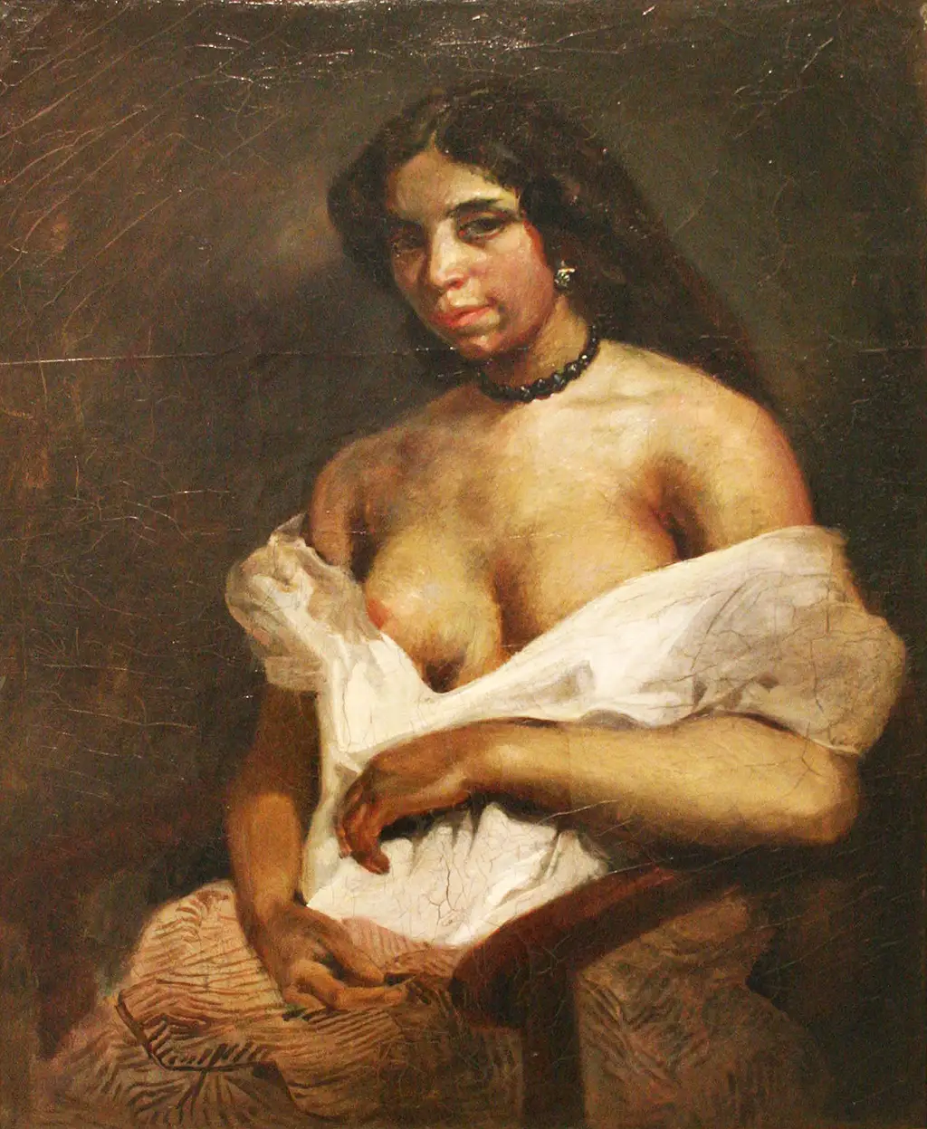 Portrait of Aspasie in Detail Eugene Delacroix